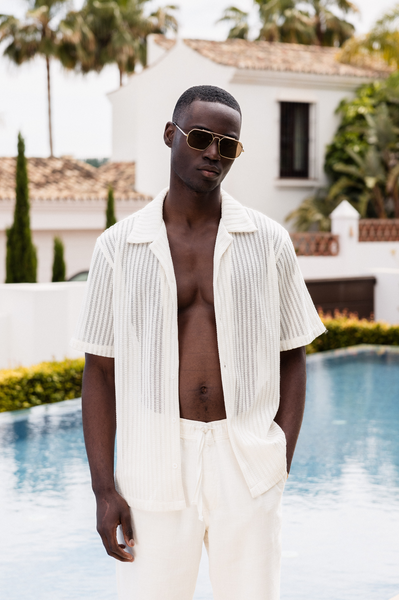 Capo KNITTED LINED SS Revere Shirt - Cream