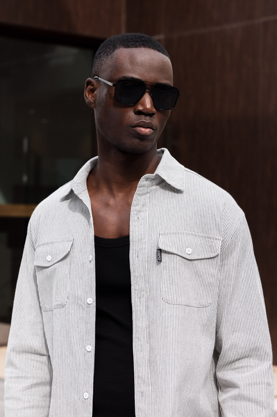 Capo LINEN LINED OVERSHIRT - Grey/White