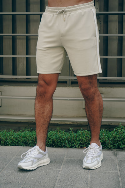 Capo Textured Tape Shorts - Light Beige