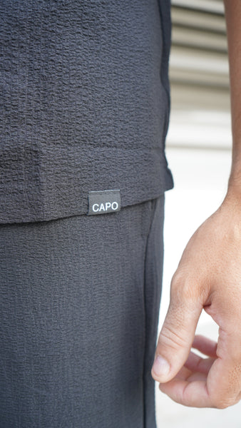 Capo SEERSUCKER SS Revere Shirt - Black