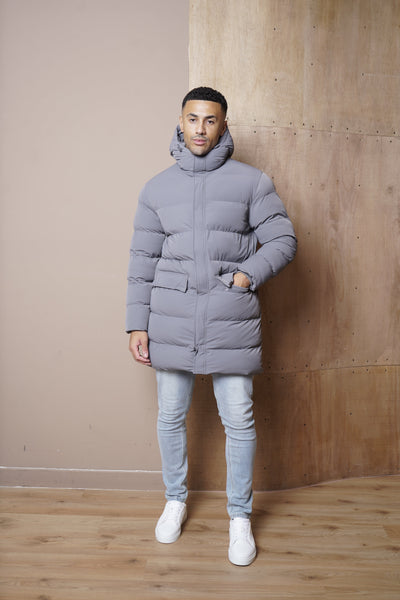 Capo Mid-Length Puffer Coat - Charcoal